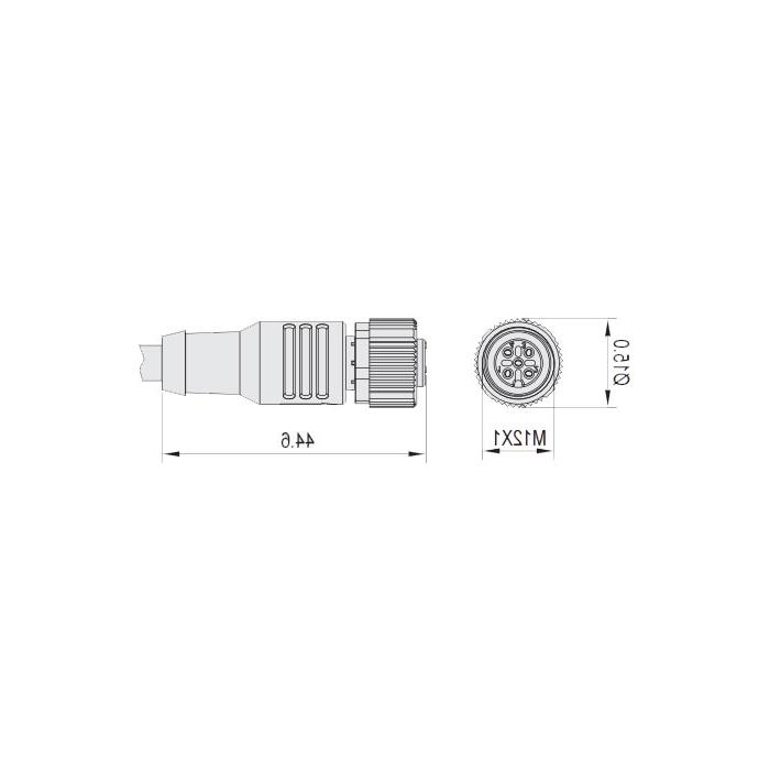 M12 4Pin、母头直型、带LED灯、单端预铸电缆、防焊渣PUR材质、黄色护套、64T311-XXX